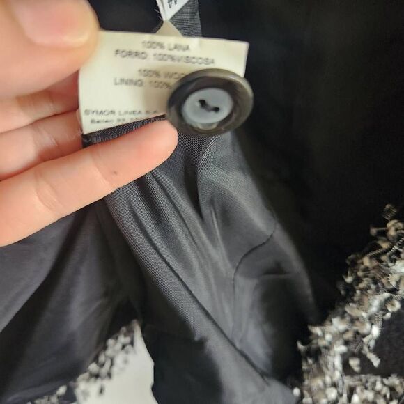 Simorra Barcelona Jacket Blazer Womens 10 Wool Fringe Button Front Career Work L - Picture 8 of 8